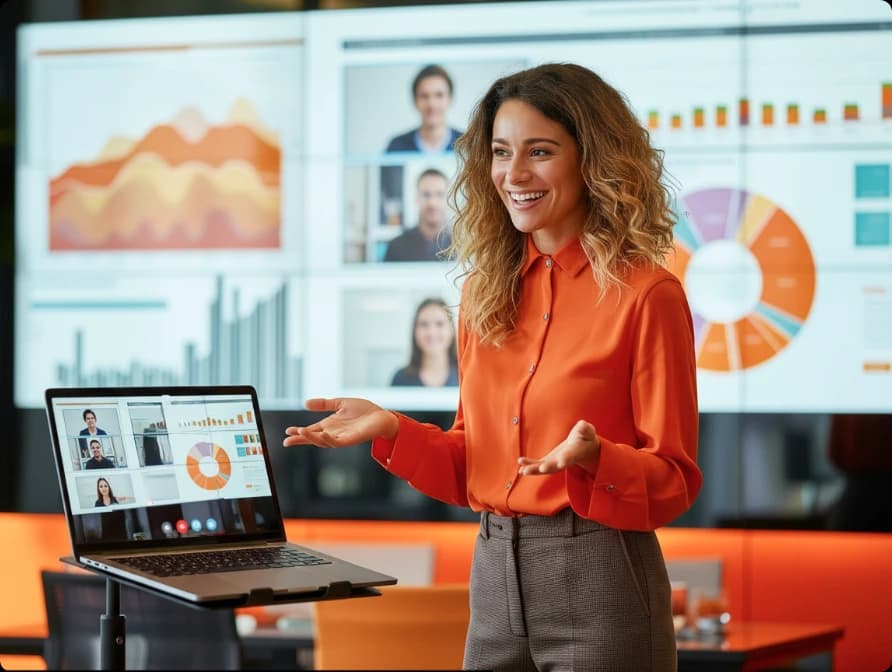 Marketer presenting campaign results