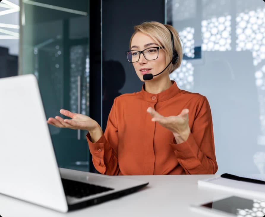 Sales rep on a call